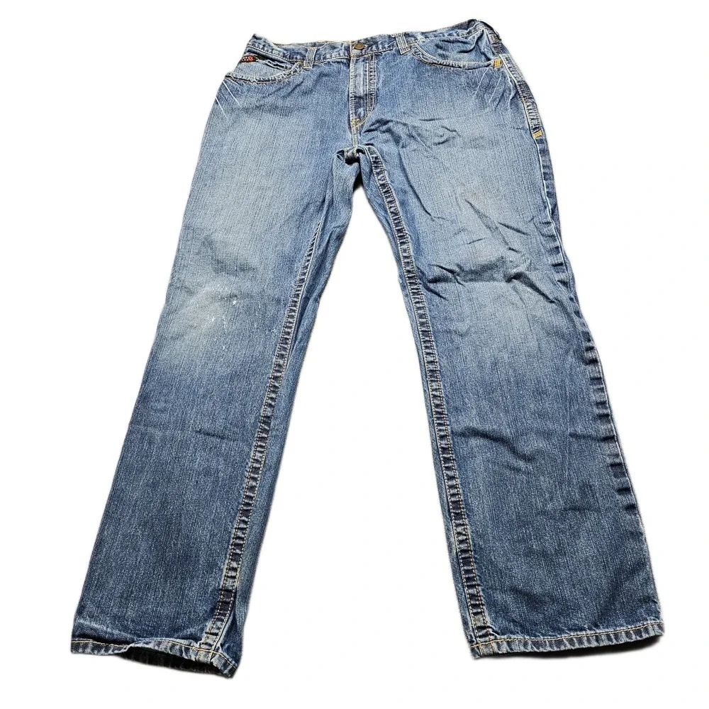 Ariat FR Flame Resistant Work Jeans Mens 36/34 M3 Blue Denim Loose Straight Leg
